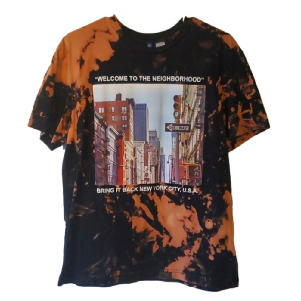 New York City bleach DIY OOAK tie dye tshirt